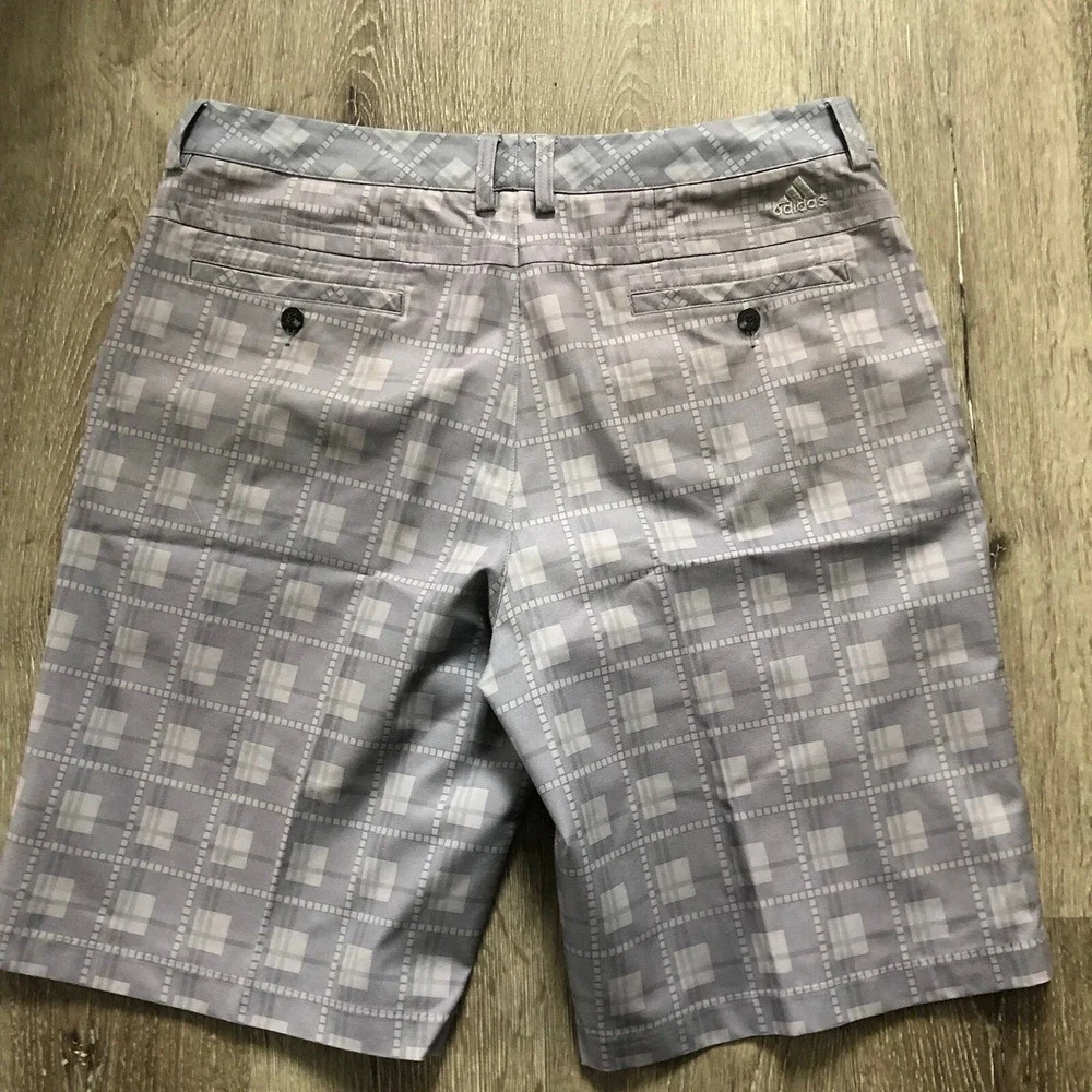 Adidas Men's Climalite Gray Plaid Golf Athleisure‎ Shorts Sz 34